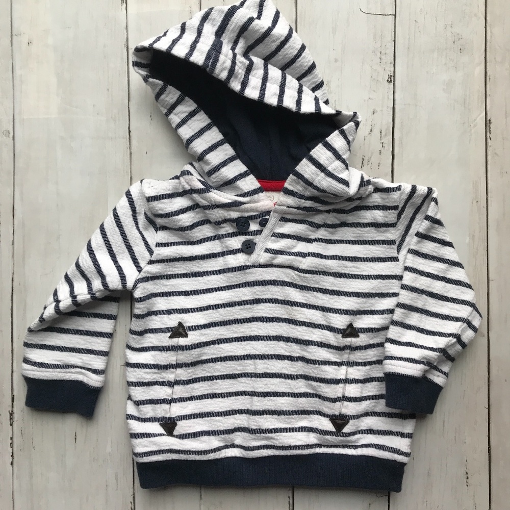 Koala Kids Navy Stripe Baby Boy Hooded Sweatshirt